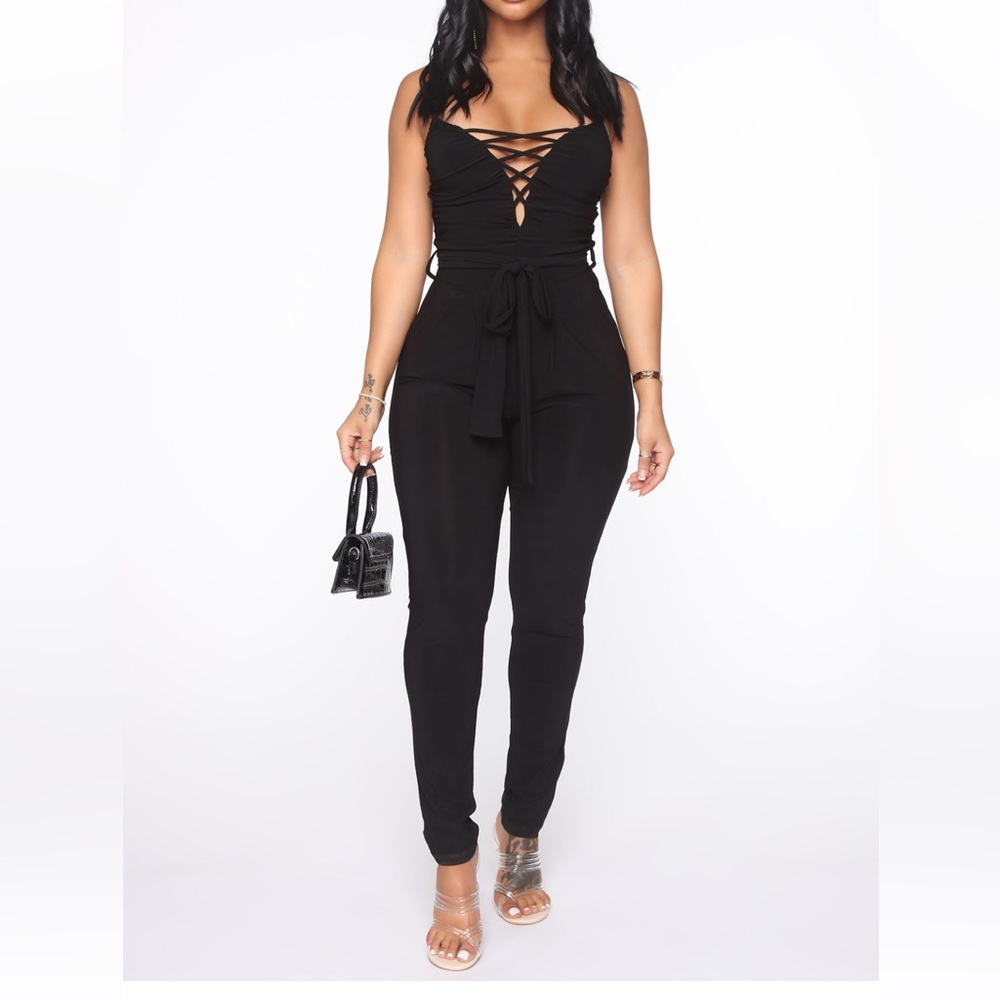 Fashion nova black jumpsuit 1X